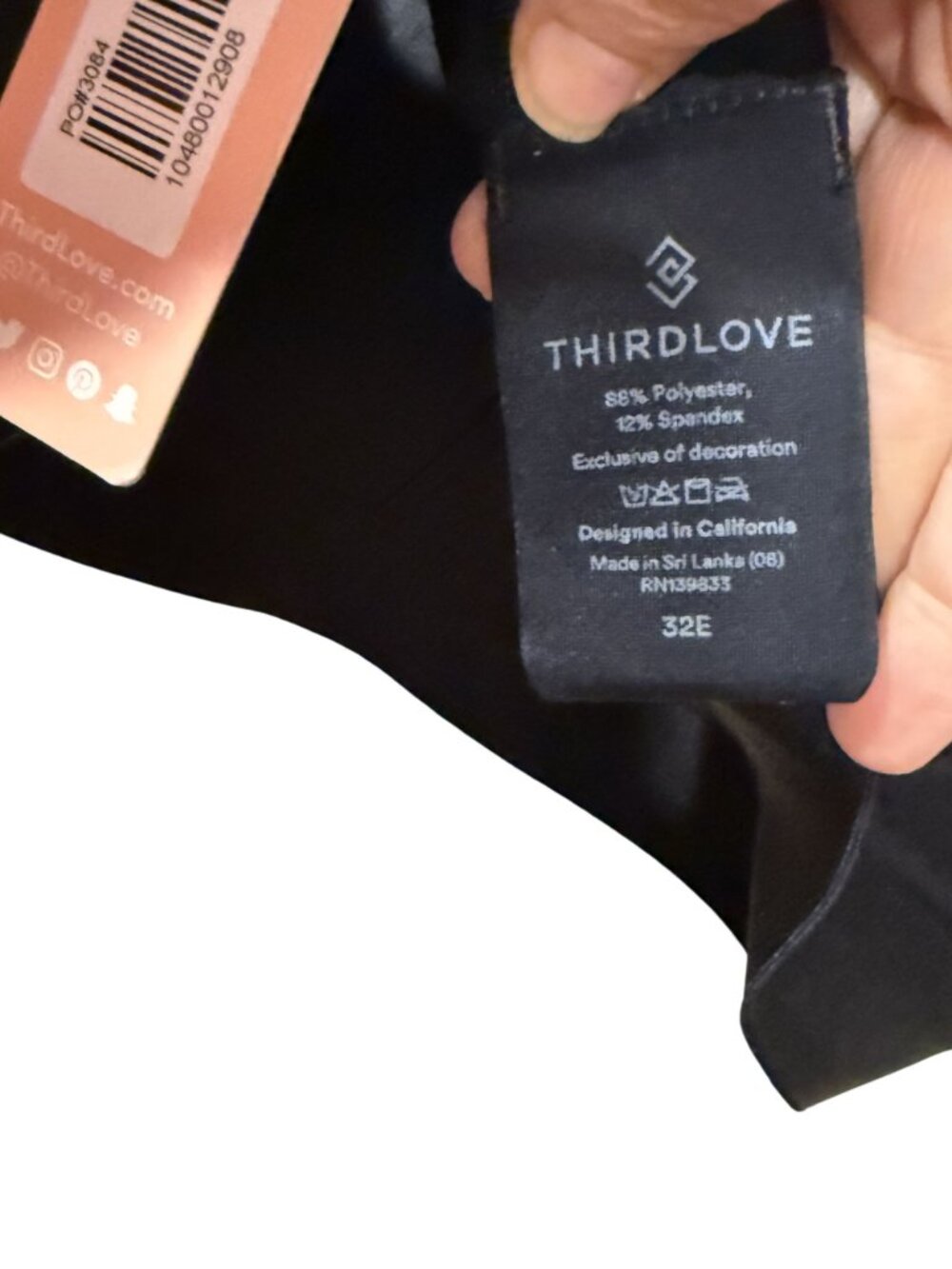 ThirdLove Womens Black Wireless Comfort Bra 32E Adjustable Logo Straps NWT - Picture 6 of 6